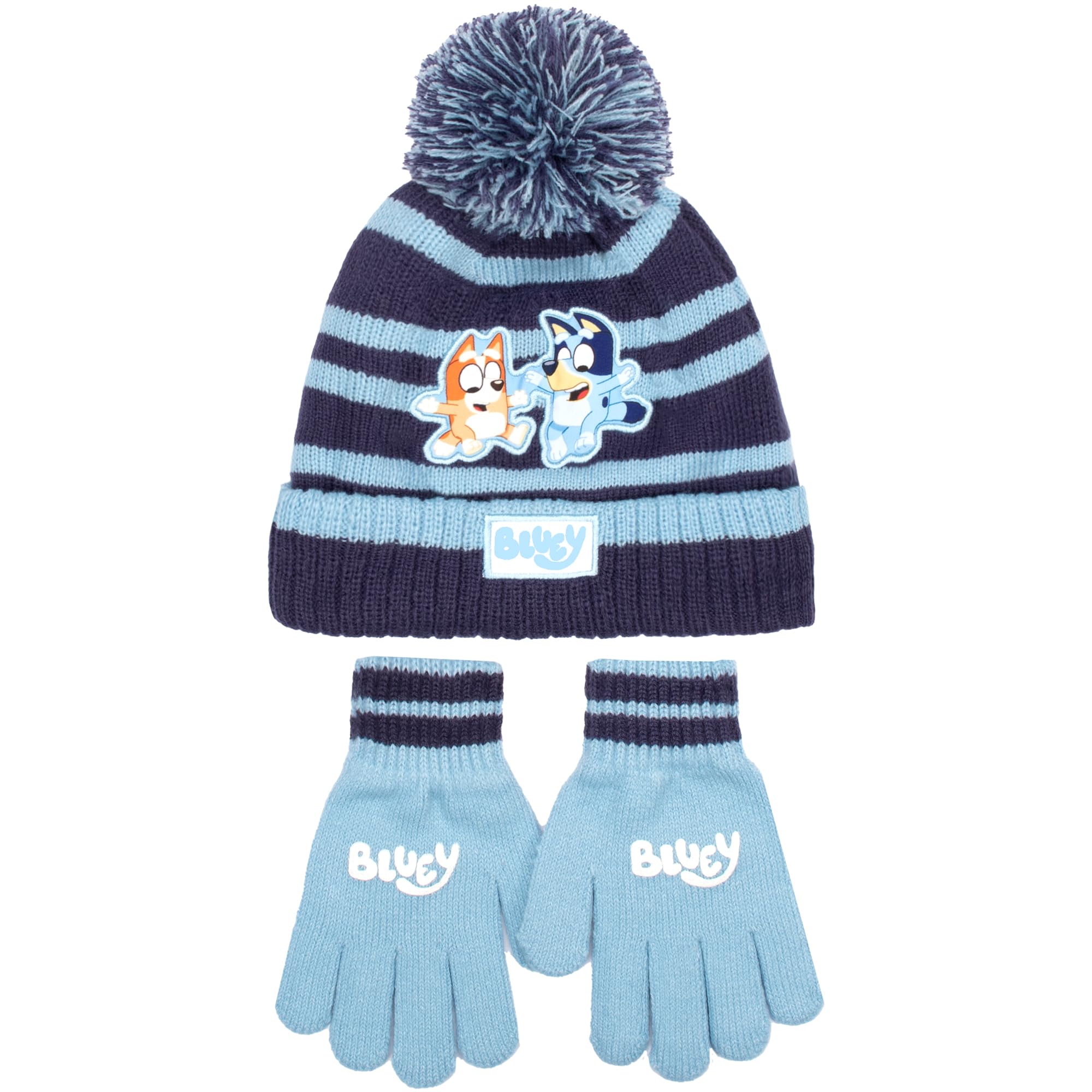 Bluey Children's Winter Hat & Gloves Set Warm and Comfy Beanie Hat & Gloves Set for Kids gift for Boys and Girls age 2-7