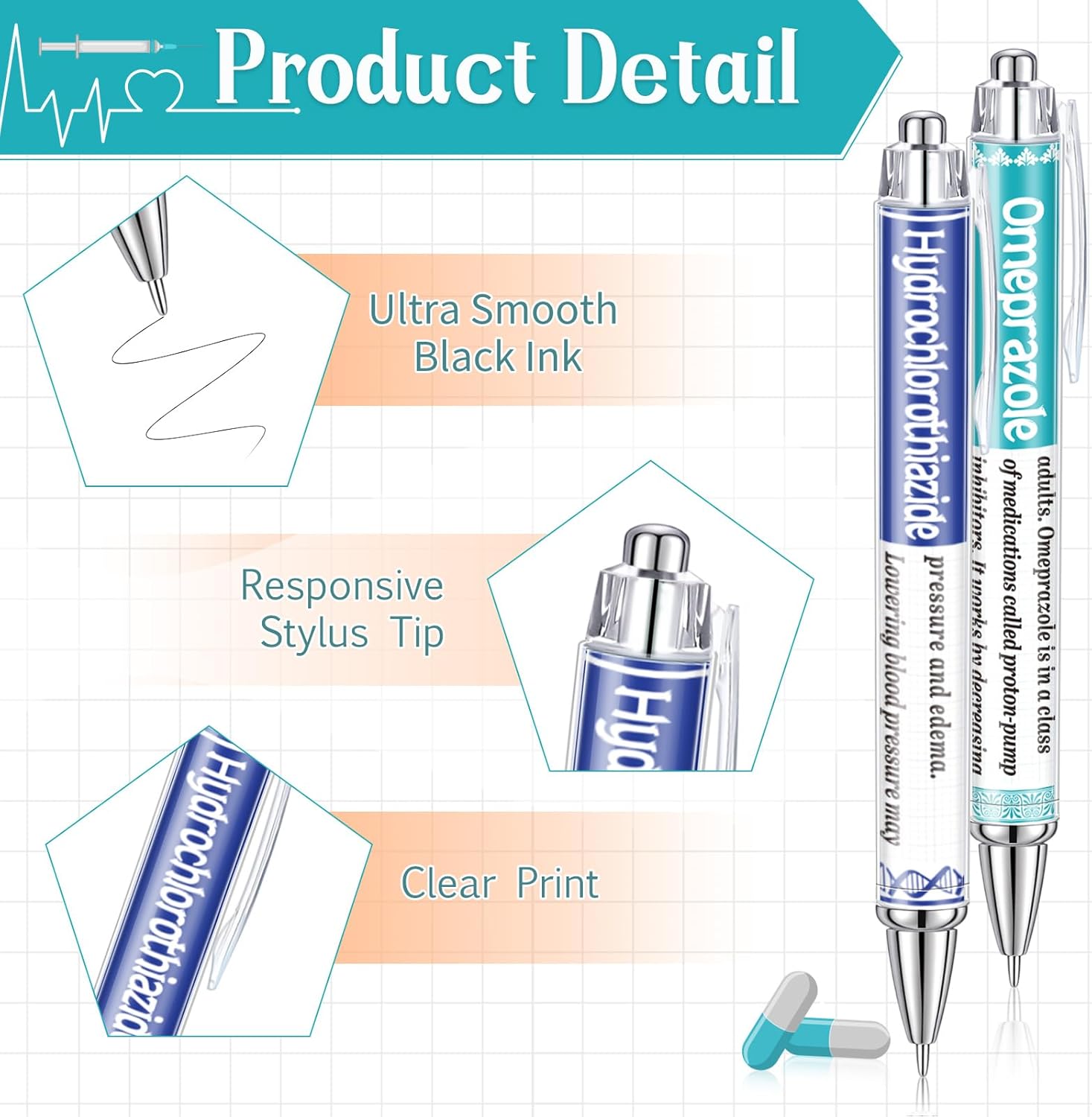 Kosiz 48 Pcs Pharmacy Pens Nurse Ballpoint Pens Bulk Black Ink Nursing Week Gifts for Women Student School Medical Assistant Pharmacist Technician Accessories Supplies - Image 3