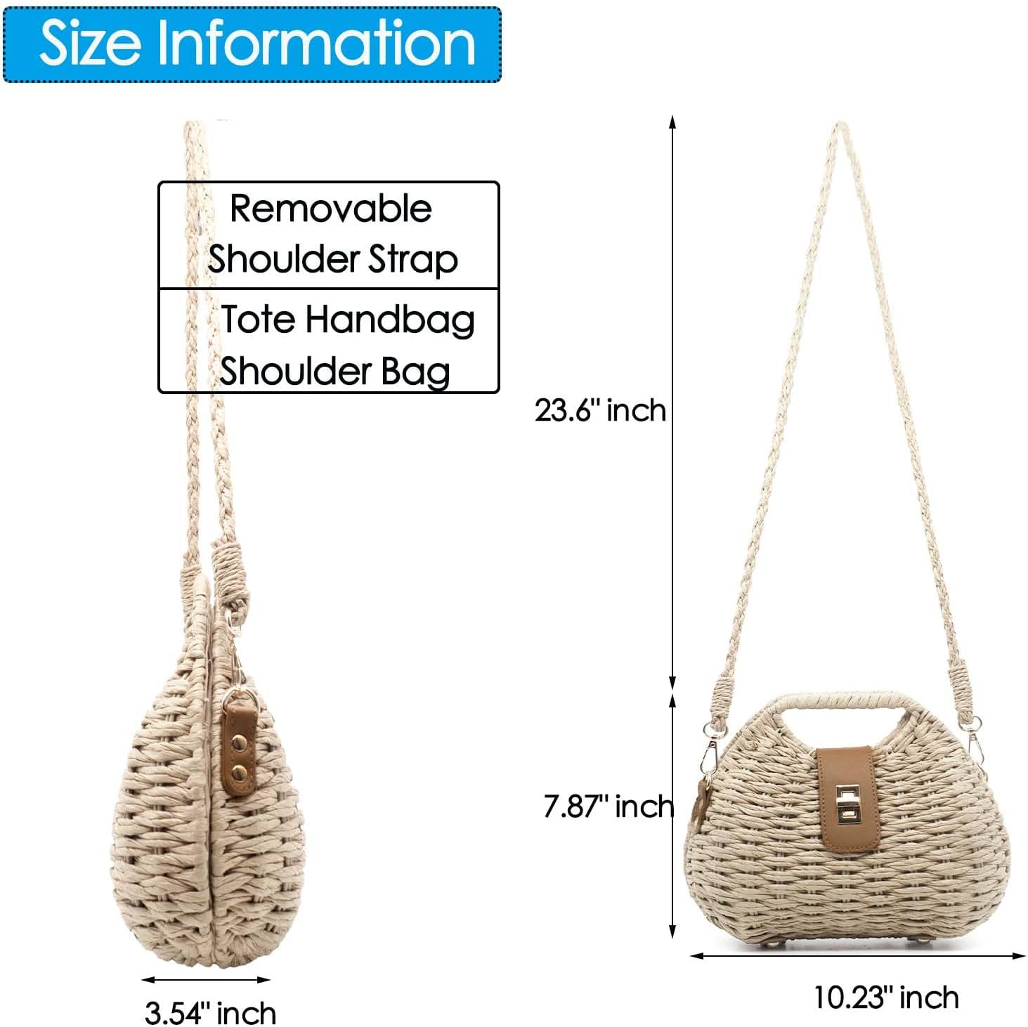 Straw Woven Clutch Purse for Women Boho Summer Beach Purse Top Handle Vacation Handbag Wicker Purse