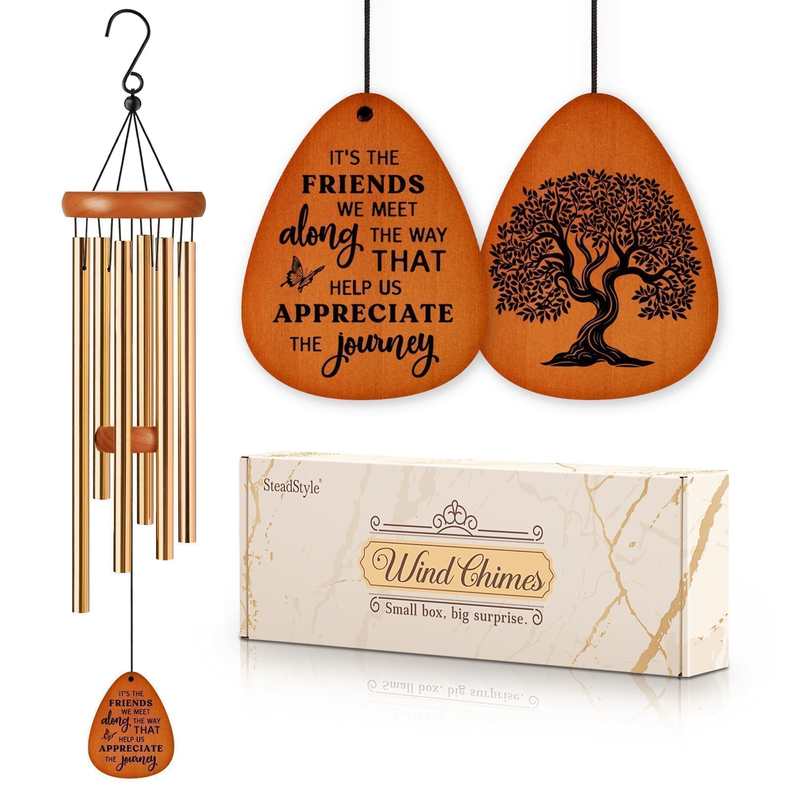 SteadStyle Friendship Gifts for Women, Wind Chime for Best Friends, Friend Gifts for Men - Wonderful Friendship Presents for Special Women BFF Wind Chimes for Outside Garden Patio Backyard