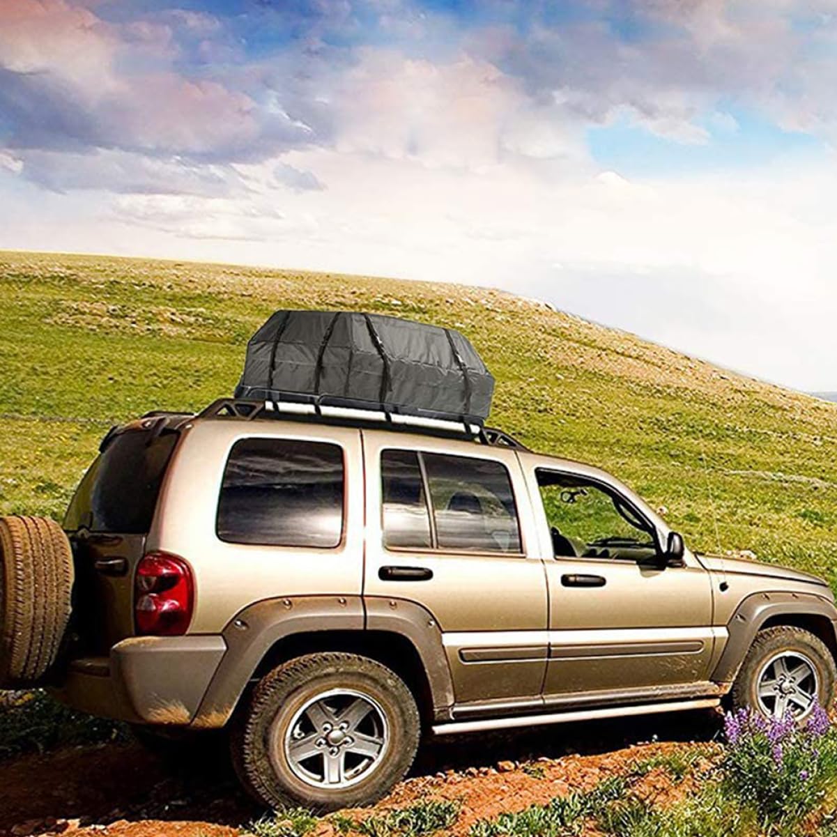 ABOOFAN Car Rooftop Cargo Bag 420d Oxford Waterproof 1 Set Anti-Slip Pad Luggage Carrier