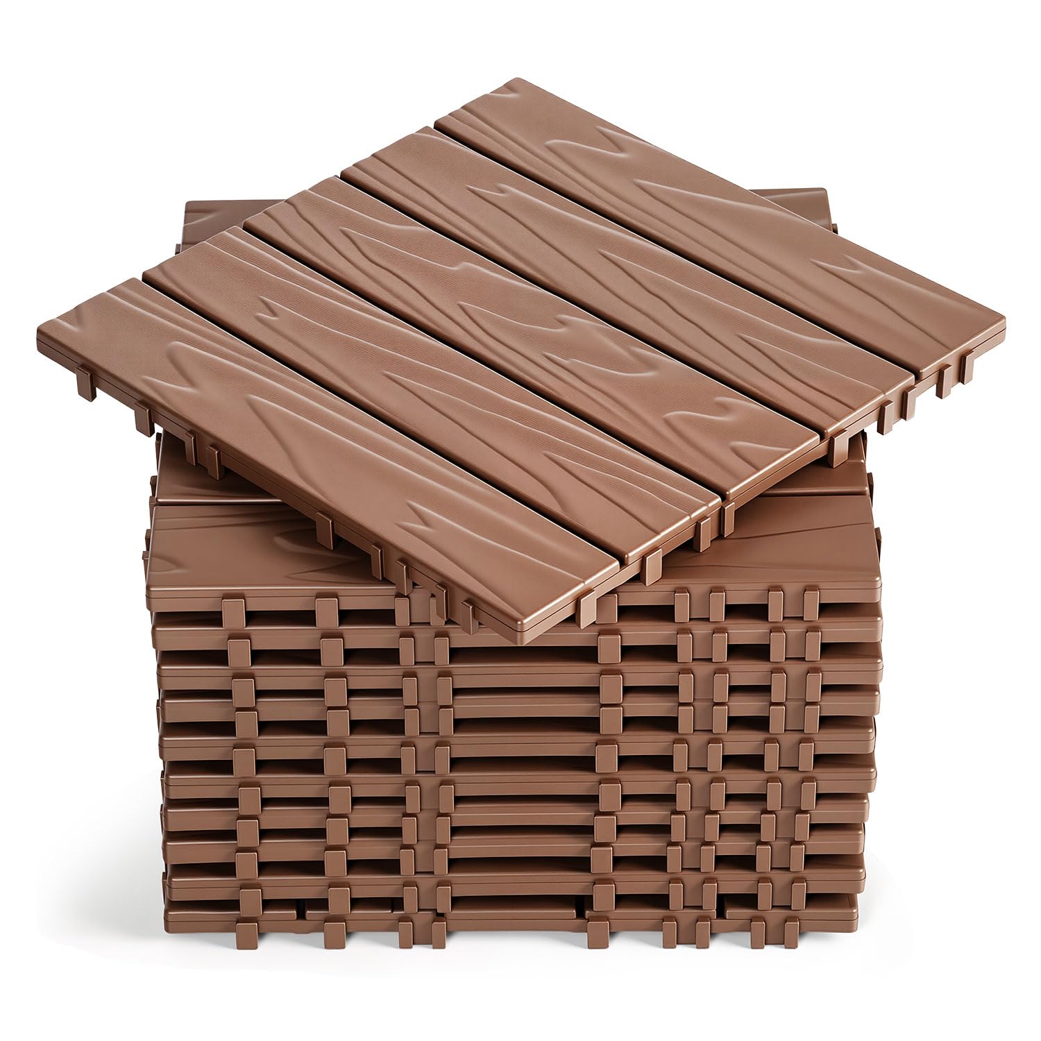 30x30cm PP Terrassenfliesen 66 Stück 6m² | Witterungsbeständig; rutschfest; einfache Montage; für Terrasse, Balkon & Garten; pflegeleicht; Kunststoff-Bodenbelag