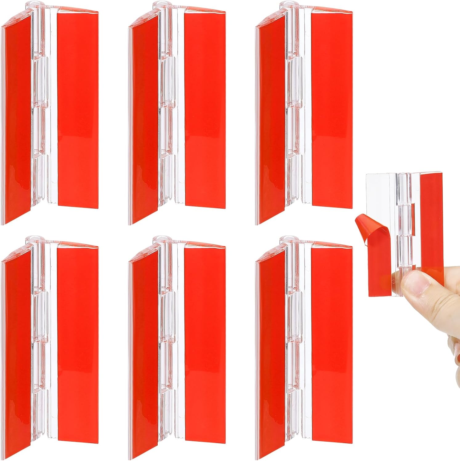 6 Pcs Self-Adhesive Clear Plastic Hinges 65x40mm Acrylic Small Hinges for Crafts Aquarium Lid Hinge Clear Foldable Hinge Tools for Cabinet Glass Furniture Display Stand