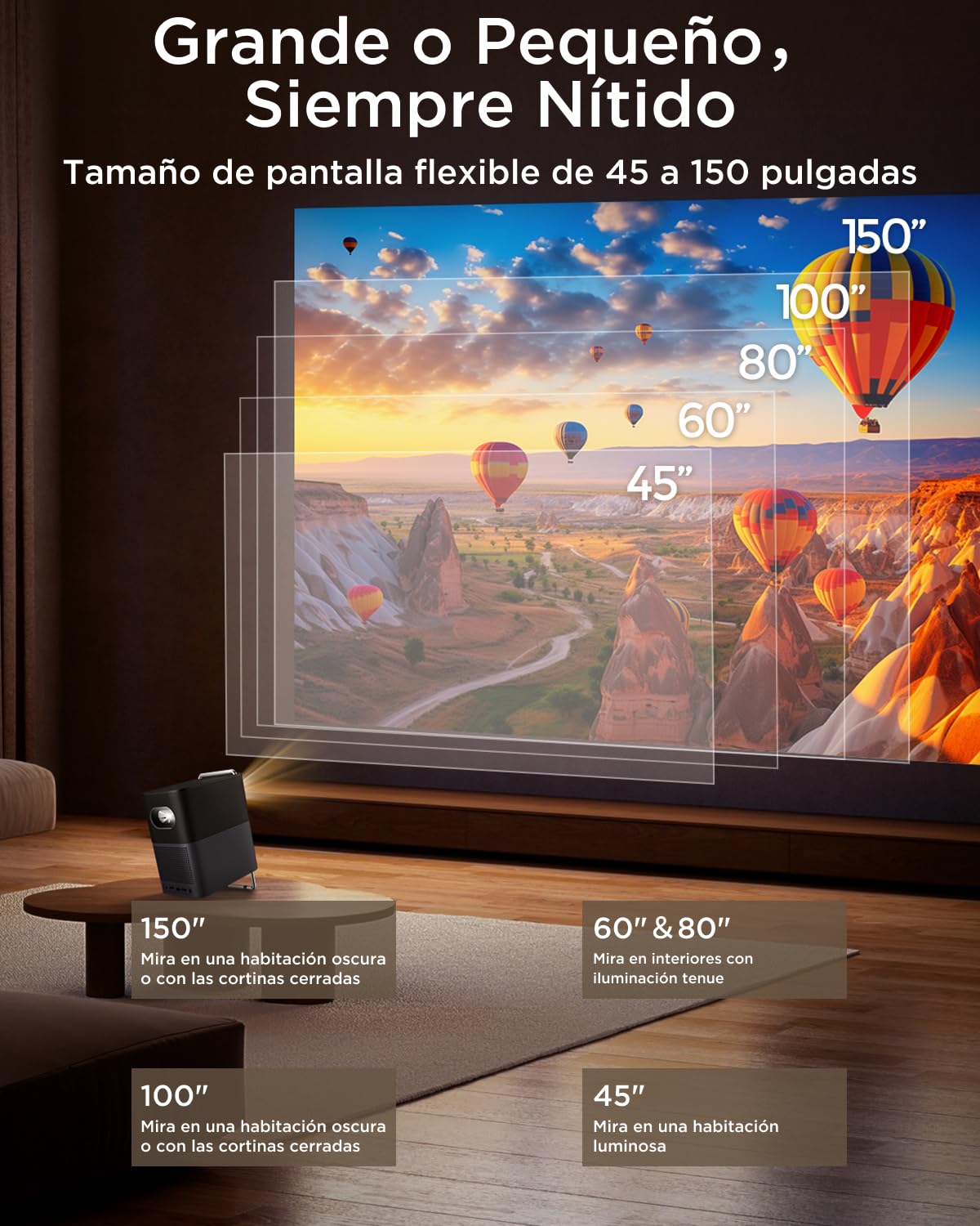 TCL A1s Proyector 4K Full HD, GoogleTV/Netflix Intégrées, 600 Lúmenes ISO, Dolby Audio 2×8W, Auto Focus & 6D Keystone, Bluetooth y WiFi, con Botones Táctiles y Bolso para Cine en Casa y Gaming