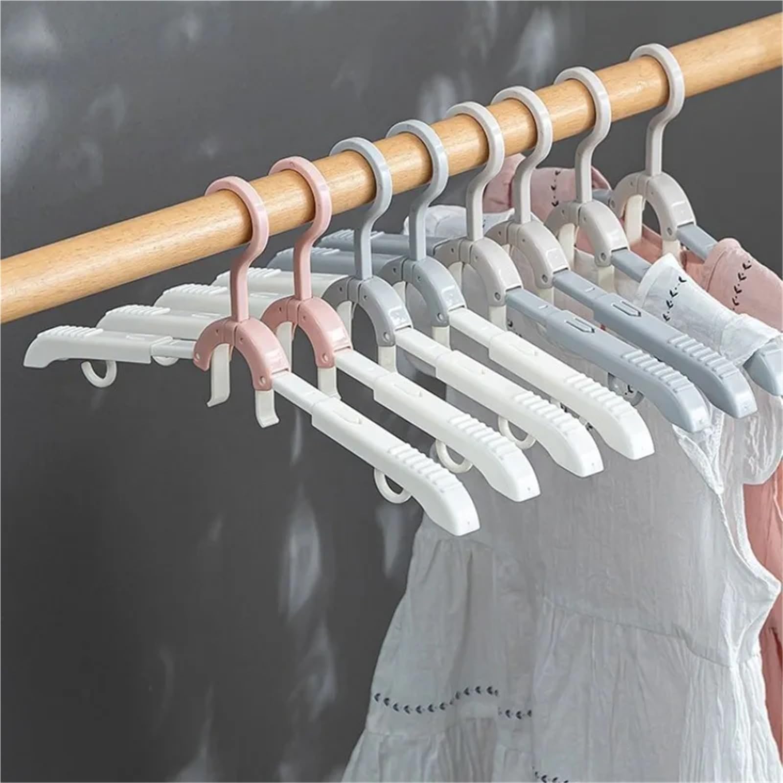 KleiderbüGel Platzsparend Multifunktions-Reise-Kleiderbügel, zusammenklappbarer Kleiderständer, tragbarer Wäschetrockner for Geschäftsreisen und den Heimgebrauch(Grey-White-10PCS)