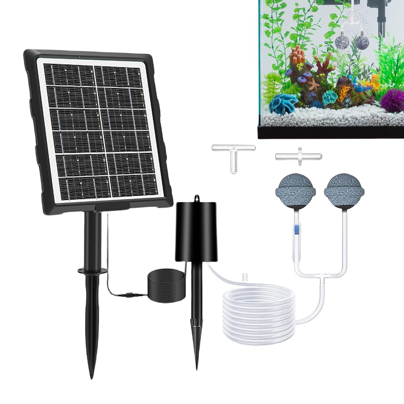Aeratore per Laghetto ad Energia Solare Aeratore Per Acquario Ad Energia | Aeratore Impermeabile Silenzioso con Tubo e Pietra Porosa per Piscina Giardino Esterno