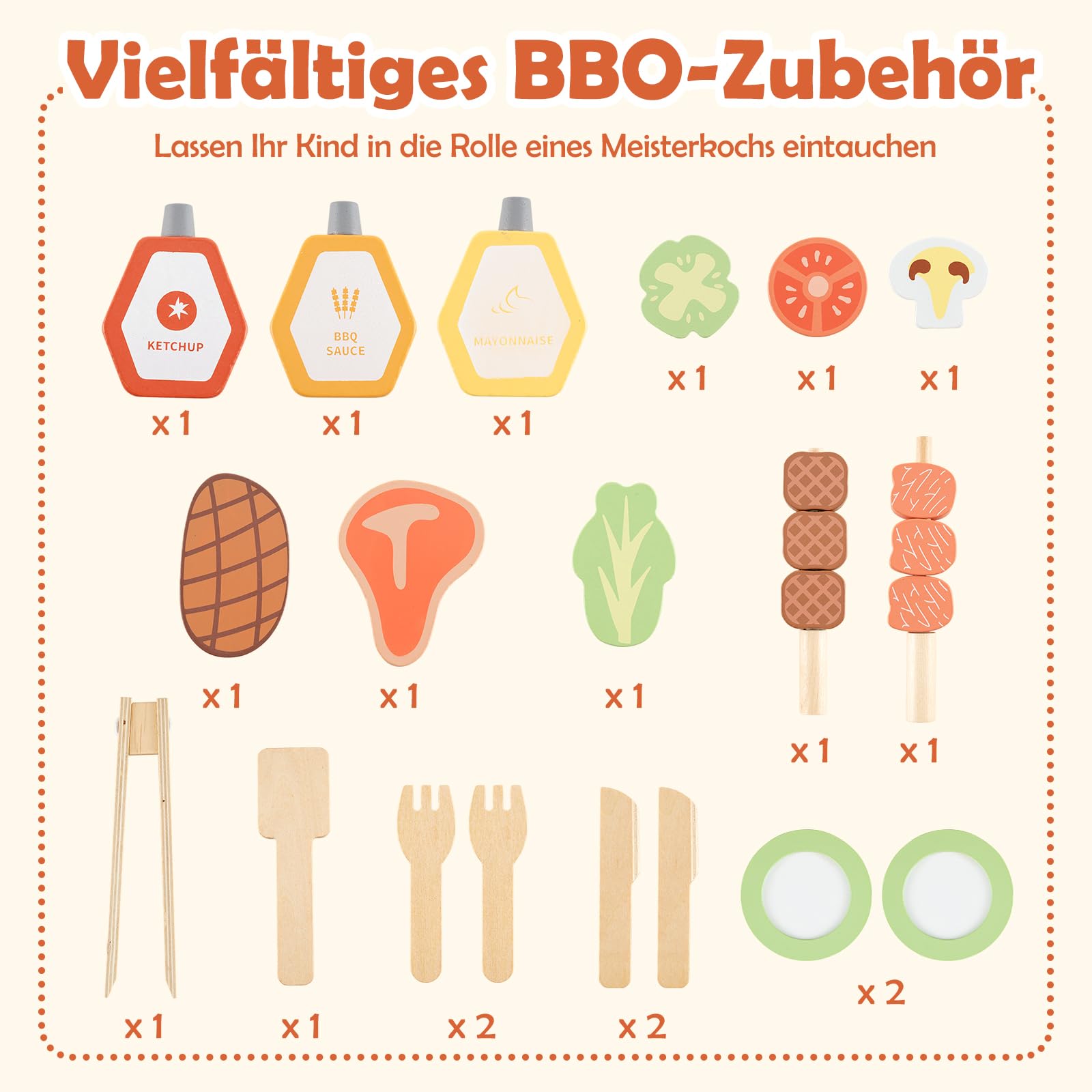 GOPLUS Matschküche Kinder mit Tafel, Kinder BBQ Grill Spielset mit Spielzeugessen, Grillwerkzeugen und Gewürzflaschen, Spielküche Kochspielset mit 27 TLG. Zubehör für Kinder ab 3 Jahren