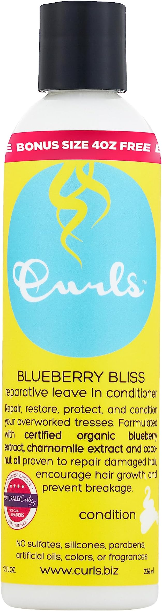 Curls Blueberry Bliss Reparative Leave In Conditioner - Repair Damage and Prevent Breakage - Encourage Hair Growth - For Wavy, Curly, and Coily Hair Types 12 oz