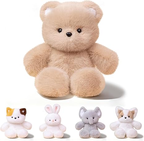 Teddy Bear Stuffed Animal - 16 Inch Cute Teddy Bear Plush Toy Pillow for Kids & Adults, Huggable Easter Stuffed Animals Party Gifts Plush Toys, 0.66 lbs