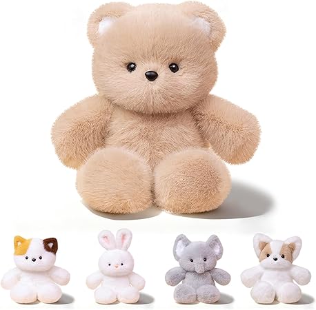 Teddy Bear Stuffed Animal - 16 Inch Cute Teddy Bear Plush Toy Pillow for Kids & Adults, Huggable Easter Stuffed Animals Party Gifts Plush Toys, 0.66 lbs
