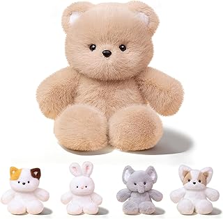 Teddy Bear Stuffed Animal - 16 Inch Cute Teddy Bear Plush Toy Pillow for Kids & Adults, Huggable Easter Stuffed Animals Party Gifts Plush Toys, 0.66 lbs