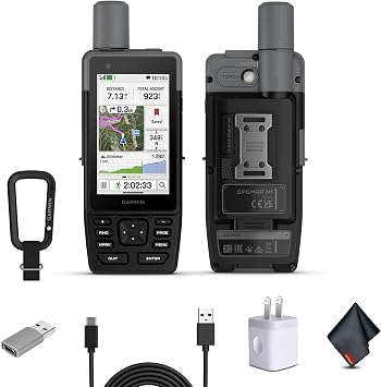 Garmin GPSMAP H1 Rugged Design Premium GPS Handheld Navigator for Hiking with Color Touchscreen and Buttons, Long Battery Life, Built-in Flashlight, Preloaded Maps Bundle