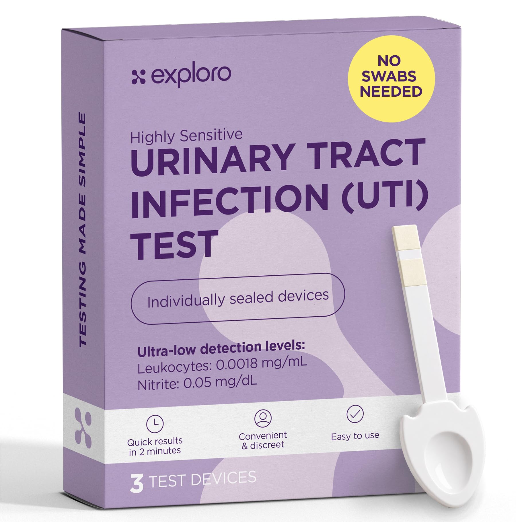 Exploro UTI Test Strips - 3 Pack - Urinary Tract Infection Test at Home