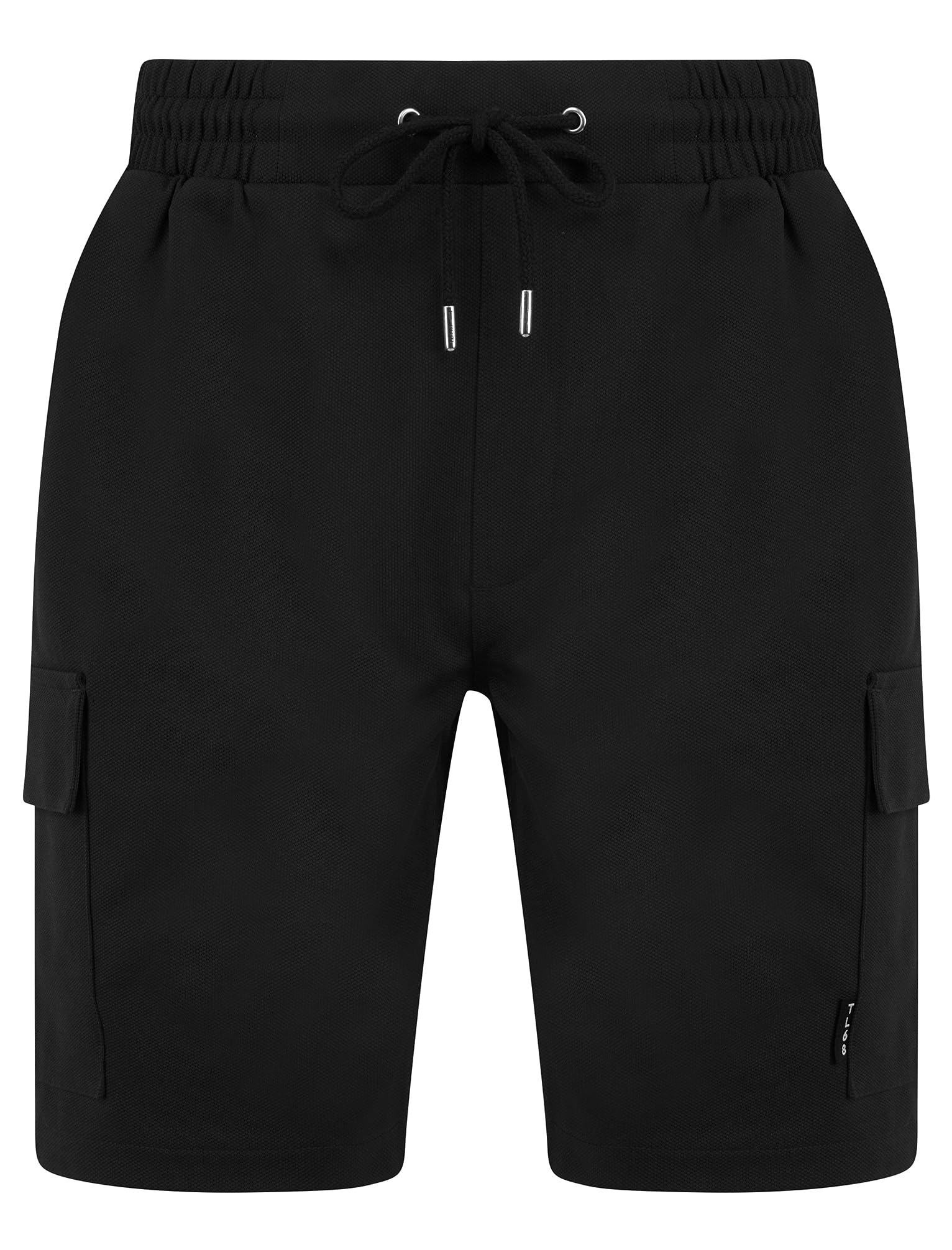 Tokyo Laundry Men's Jet Black Multi-Pocket Stretch Fabric Jogger Cargo Shorts