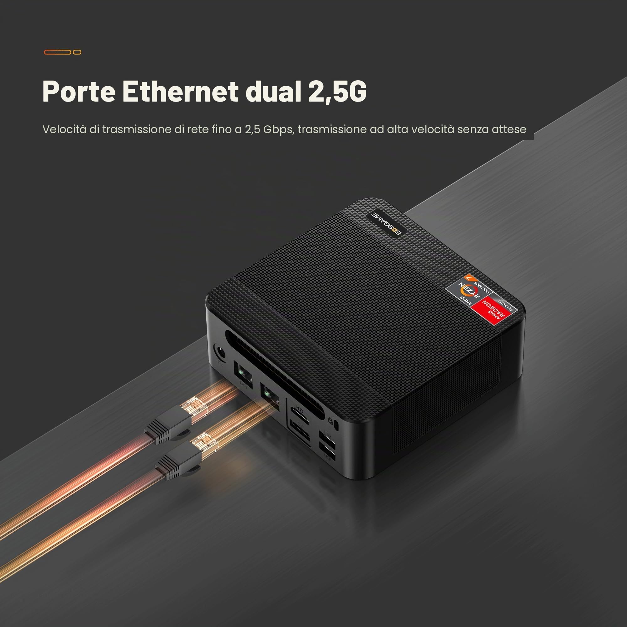 BOSGAME P4 Plus Dual 2.5G LAN Mini PC da gioco, processore Ryzen 7 5825U (fino a 4,5 GHz), Windows 11 Pro Mini Computer da 16 GB DDR4 RAM, SSD da 512 GB PCIe 3.0, Mini PC da gioco
