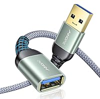 Vista 15 de AINOPE - Pack de 2 cables de extensión USB de alta velocidad USB 3.0, tipo A, macho a hembra. Cable de extensión de material trenzado resistente