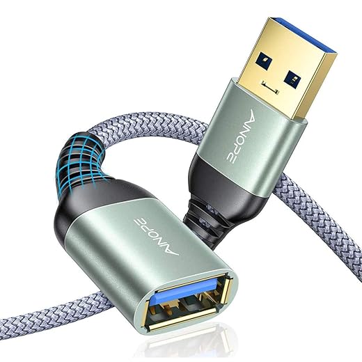 AINOPE 2 Pack 3.3FT+6.6FT USB 3.0 Extension Cable Type A Male to Female Extension Cord Durable Braided Material Fast Data Transfer Compatible with USB Keyboard, Mouse, Flash Drive, Hard Drive