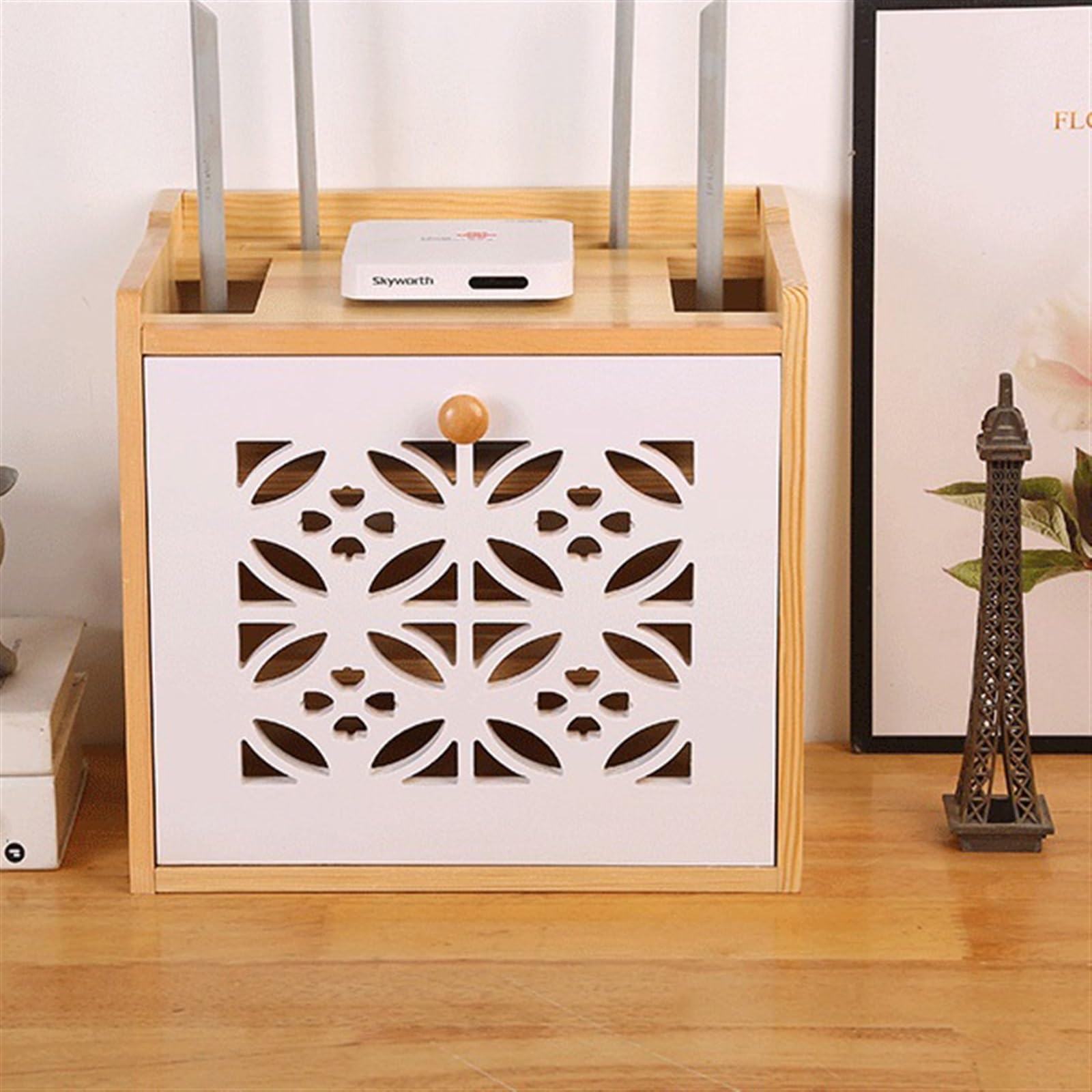 Organizadora de Cables Caja de almacenamiento de enrutador caja de almacenamiento de cable de alimentación enchufable de madera maciza wifi inalámbrico luz gato decodificador rack personalización Caja