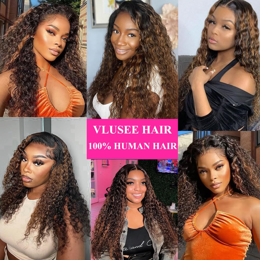 Amazon.com : Vlusee 1B/30 Deep Wave Lace Front Wigs Human  display picture 1
