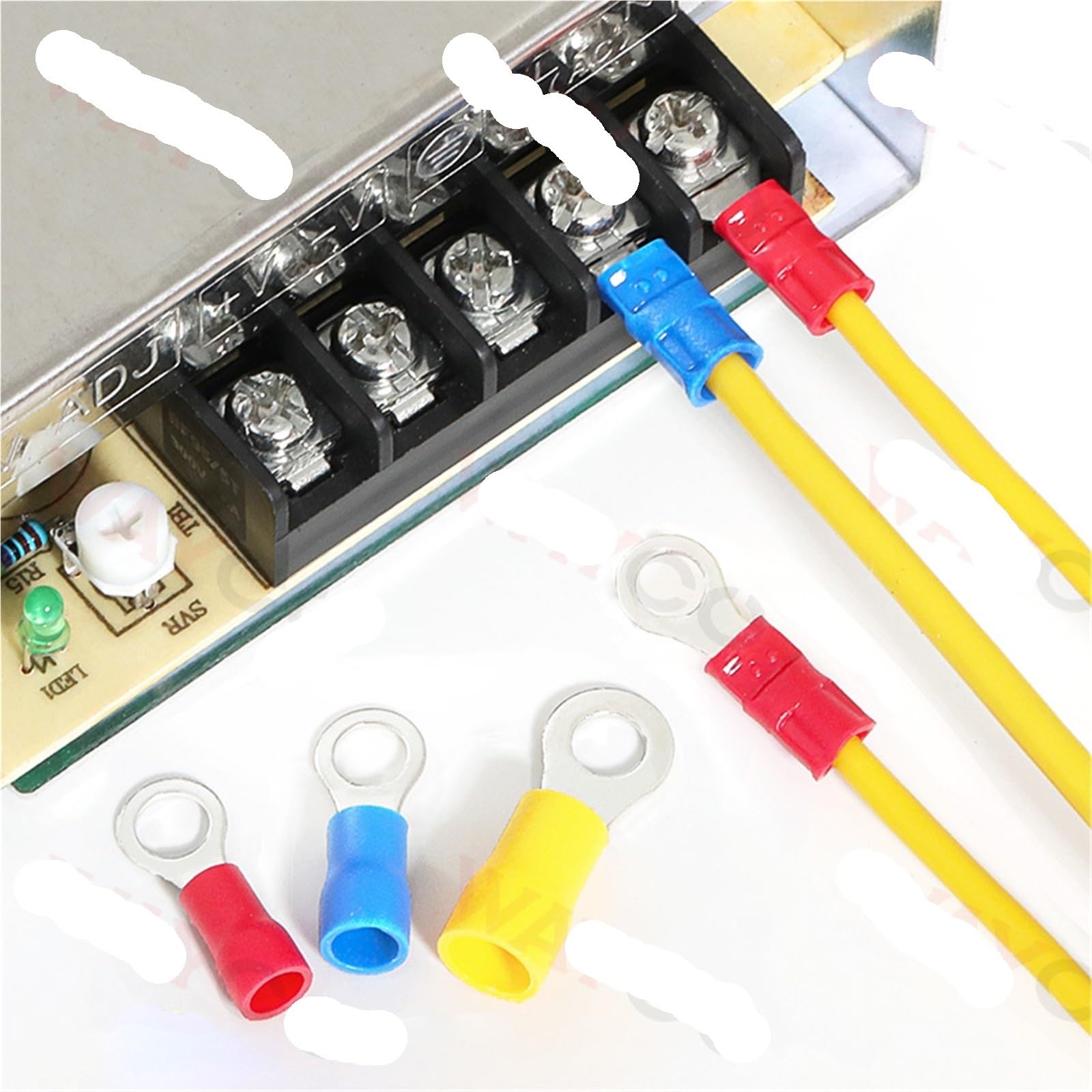 Cosse A Sertir Connecteur D'épissure D'extrémité De Câble Électrique, 460 Pièces M4 M5 M6, Anneau Pré-isolé, Borne À Sertir, Cosse Virole(460PCS-HS40J)