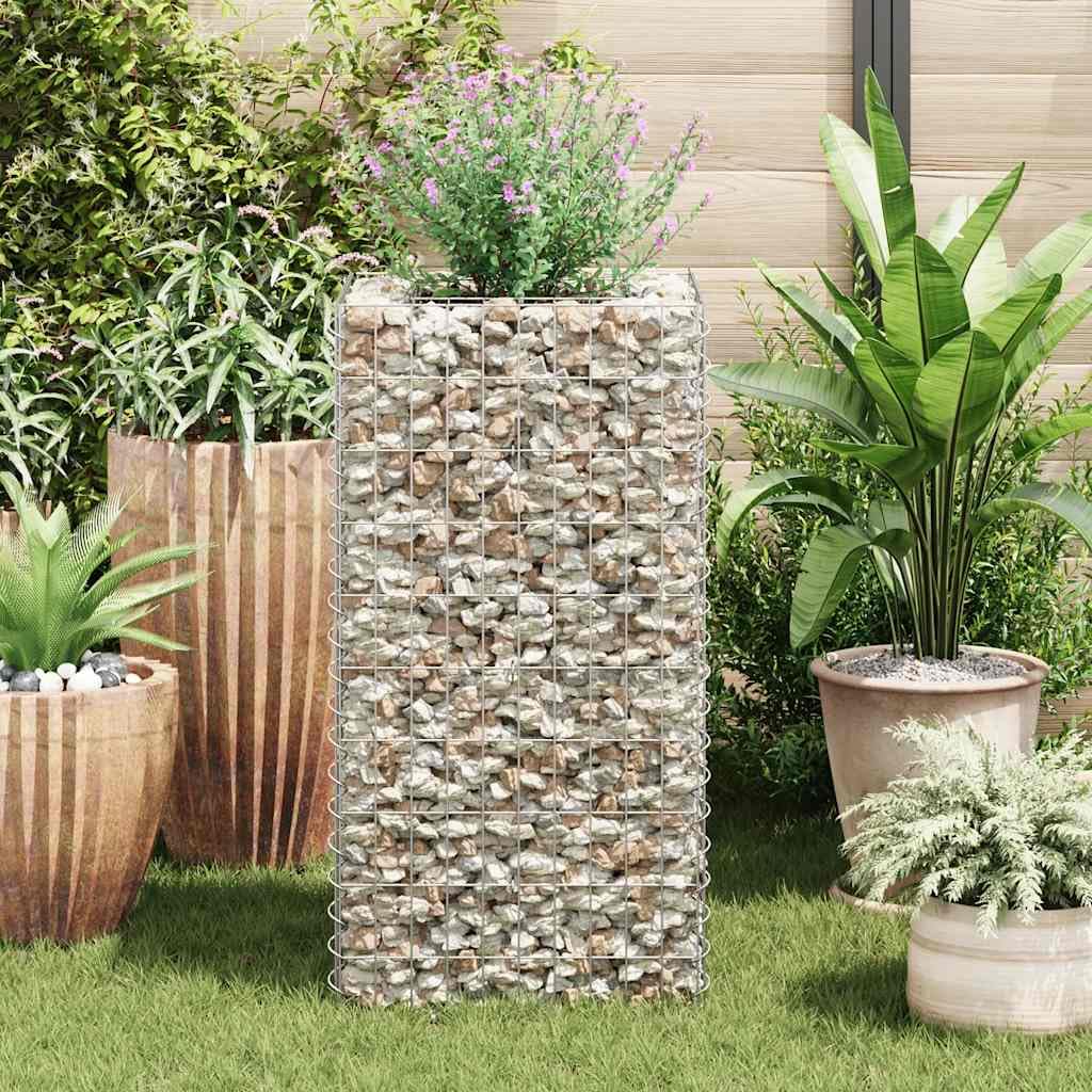 Gabionen-Hochbeet Stahl 50×50×100 cm, Verzinkter Drahtkorb Steinkorb für Garten, Stabiles Maschengitter aus Stahl für Blumenbeet, Rostfrei und Langlebig, Ideal als Begrenzung