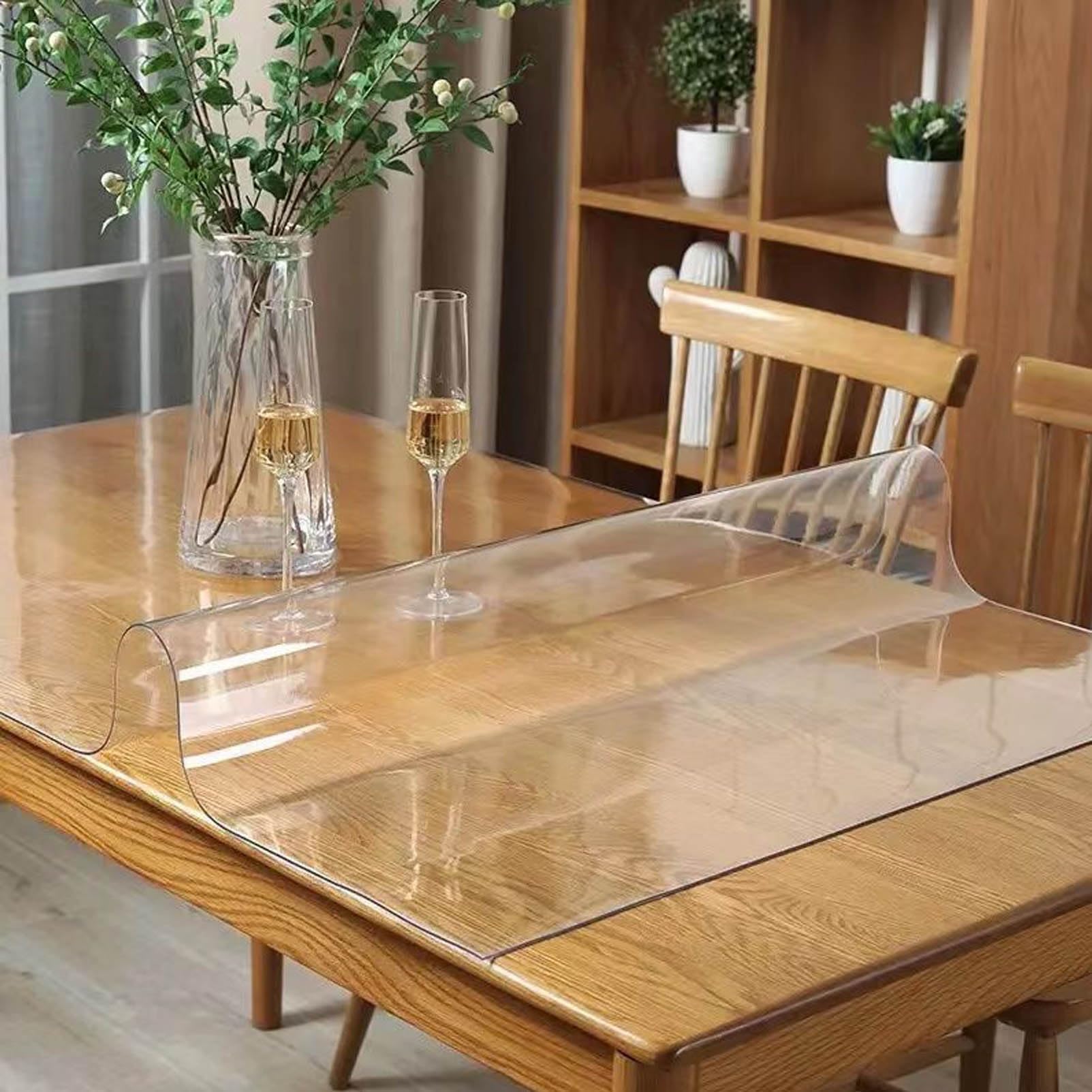 Protection De Table Transparente Leffora PVC 1,5mm – 40,6x106,7 Cm, Découpable, Résiste à La Chaleur (80°C)