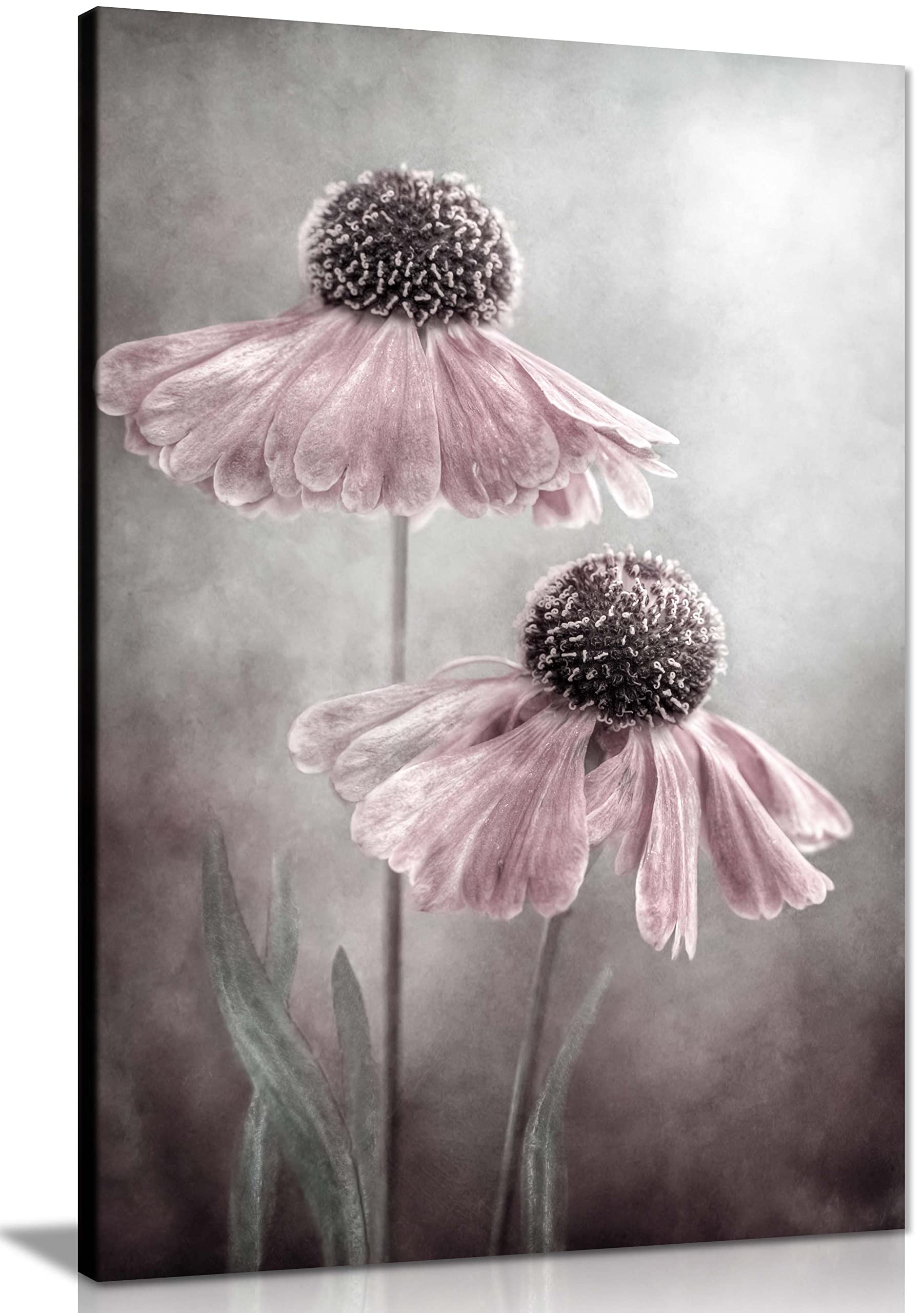 Panther Print Fine Art Prints Pastel Pink Helenium flower painterly Artistic Framed Canvas Print, Pictures for Home Walls, Bedroom, Living Room & Bathroom Decor 61x41cm (24x16in)