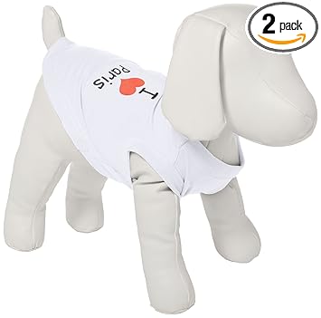 Mirage Pet Products 10-inch I Love Paris Screen Print Shirts for Pets, Small, White