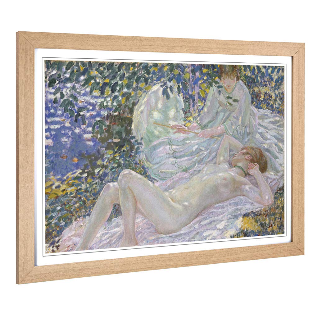 Big Box Art Framed Print of Frederick Carl Frieseke Laying Design | Wall Art Picture | Home Decor for Kitchen, Living, Dining Room, Bedroom, Hallway, Office, Oak, A2 / 24.5x18 Inch / 62x45cm