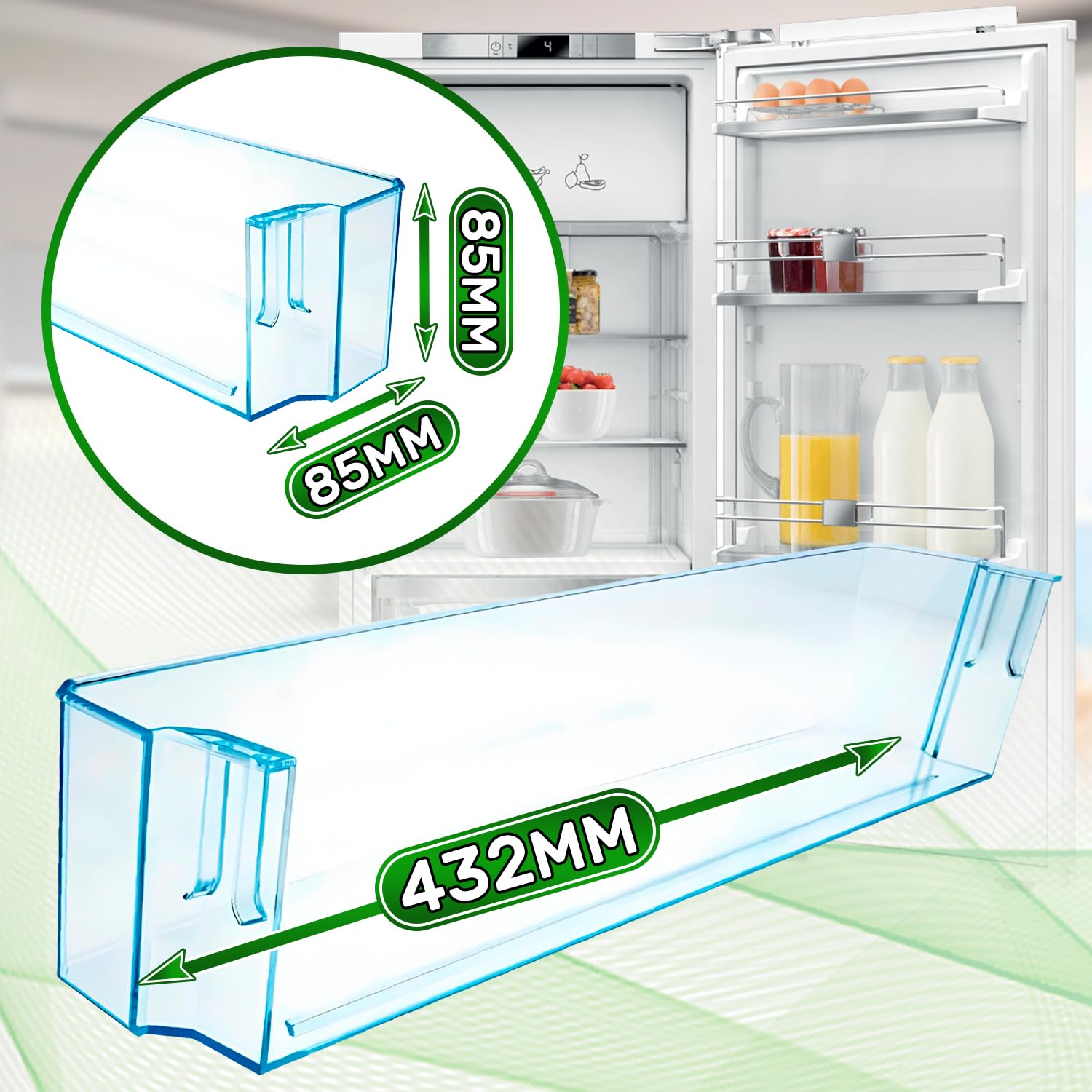 Estante Puerta Frigorifico 432 х 85 x 85 mm con Código Original 1022439 para Amica - Garantía de 5 Años - MADE IN EUROPE - ONIX TECH
