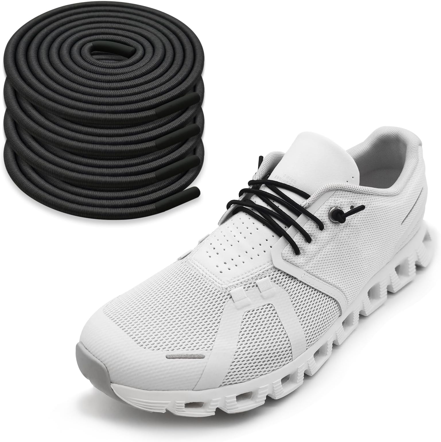 2Pairs Elastic Shoelaces for On Cloud 5/6 Sneakers, 1/10" (2.5mm) Stretch Round Shoe Strings Replacement Laces