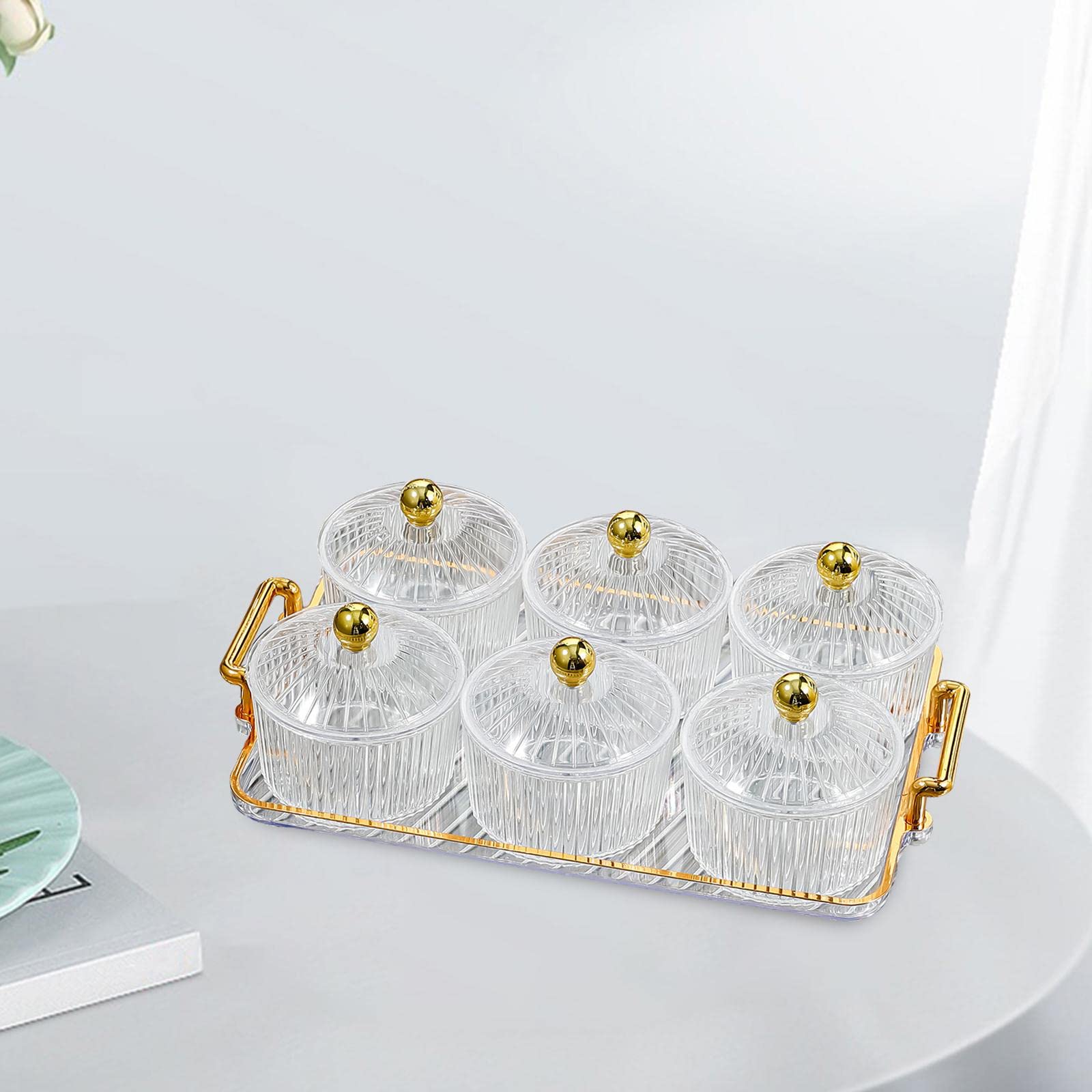 LOVIVER Nordic Caddy Servierplatte, Tablett mit getrockneten Früchten, Dessert-Trennplatte, Servierplatte für Obst-Snacks für Partys, Zuhause, Schließe 6 Schalen ab