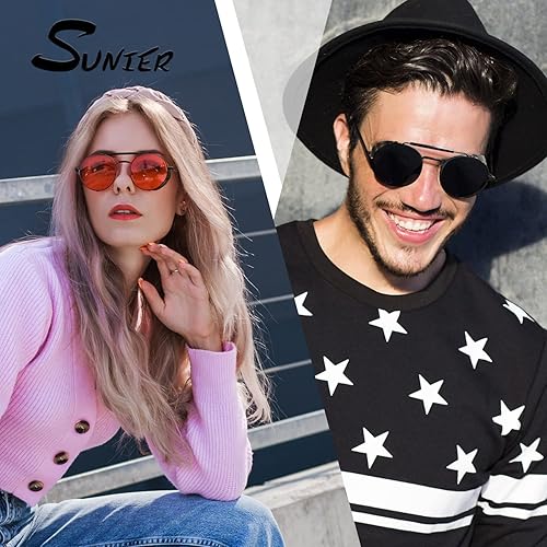 Miniatura 2 de Retro Round Polarized Steampunk Sunglasses Men Women Side Shield Goggles Gothic S92-ADVANCED POLARIZED