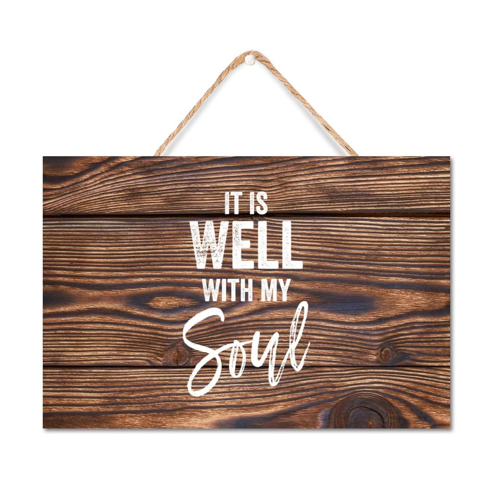 Panneau en bois It is Well with My Soul vintage 30x45 cm pour decoration murale de salon - 8