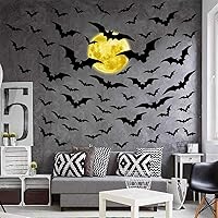 Vista 12 de Halloween Moon Wall Sticker Black Bat Wall Stickers Vinyl Crow Bird Tree Branch Wall Decals Removable Halloween Moon Bat Wall Decals Bats Window