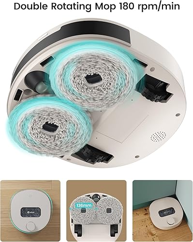 Miniatura 2 de Lefant Trapeador robot autolimpiante T1, sensores inteligentes Lidar dToF, alfombra sin movimiento, tanque de agua grande de 5 L, trapeador de