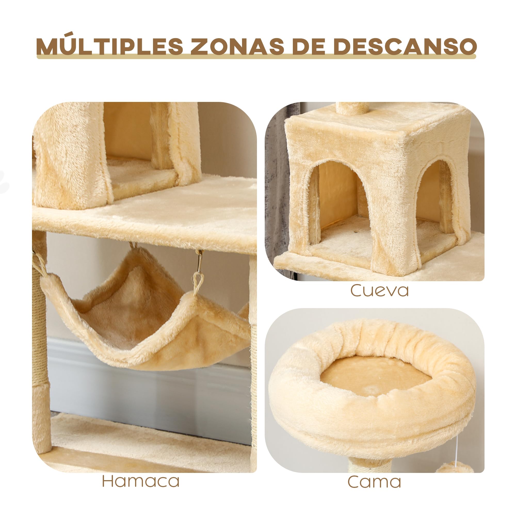 PawHut Albero Raschietto Gatto 152 x 70 x 40 cm Arboles rascadores Gatti Pelo e Giocare Nuovo