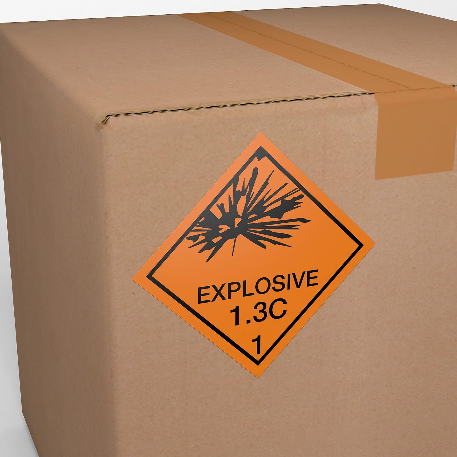 D.O.T. Labels - Hazard Class 1 DOT Explosives 1.4C Hazmat Labels 4" X 4" Square Sticklers - 500 Adhesive Labels Per Roll, Made in the USA by Kenco (1 Pack)