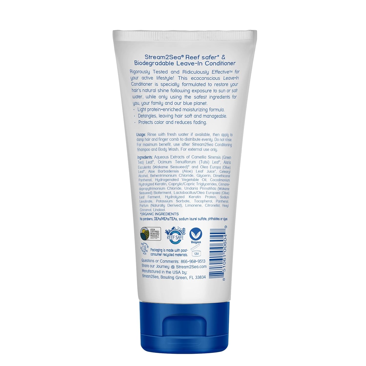 STREAM 2 SEA Leave In Conditioner Reef Safe Hair Conditioner Formula For Dry and Damaged Hair, 32 oz Paraben Free Hair Detangler with UV Protection For All Hair Types | Hair Detangler
