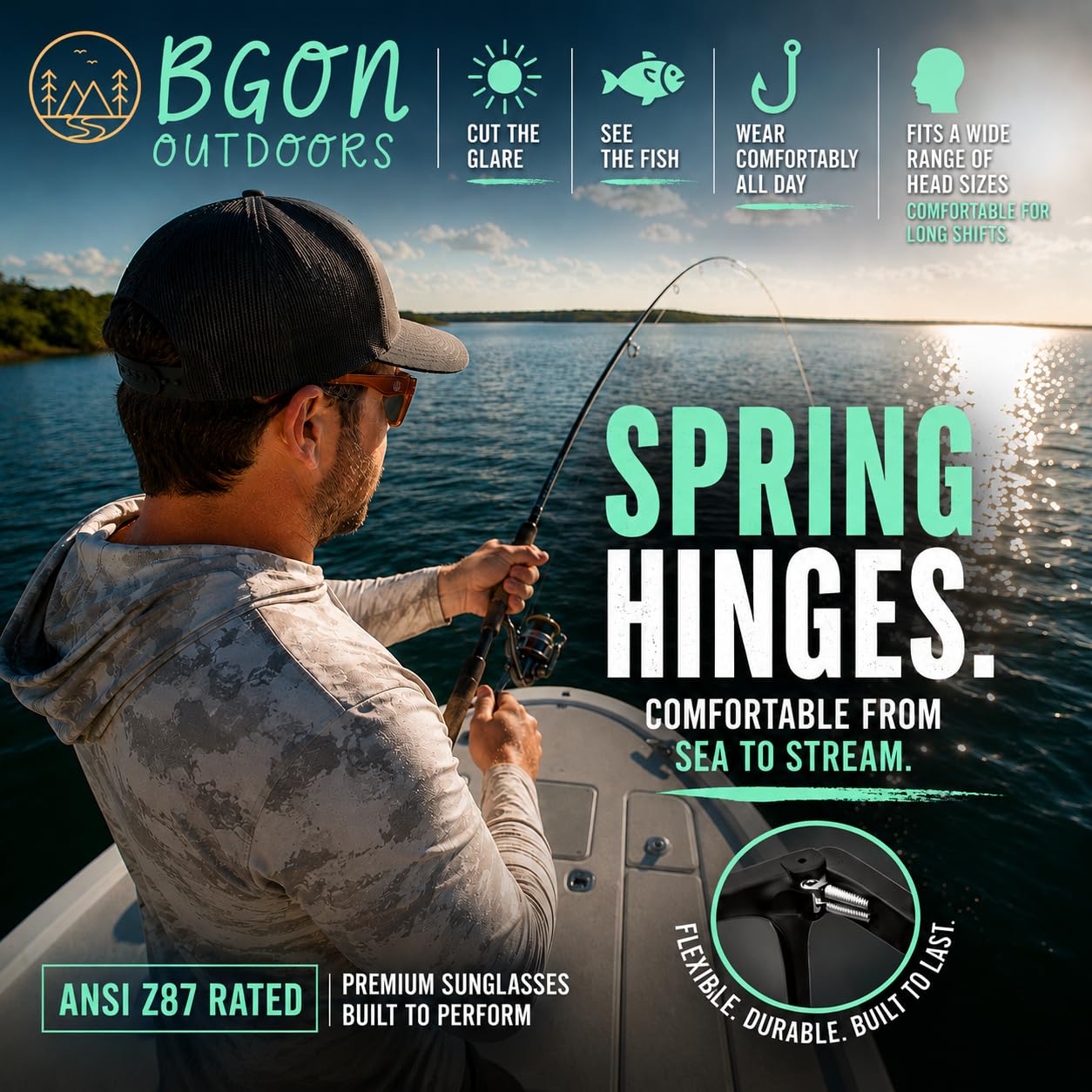 Gafas de sol polarizadas UV400 diseñadas para pesca, golf y aventura. Ligeras, duraderas y cómodas durante todo el día.