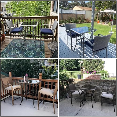 Miniatura 9 de Juego de mesa de comedor de altura de barra para exteriores, juego de 3 piezas de altura de barra alta, impermeable, resistente, para mesa y sillas,