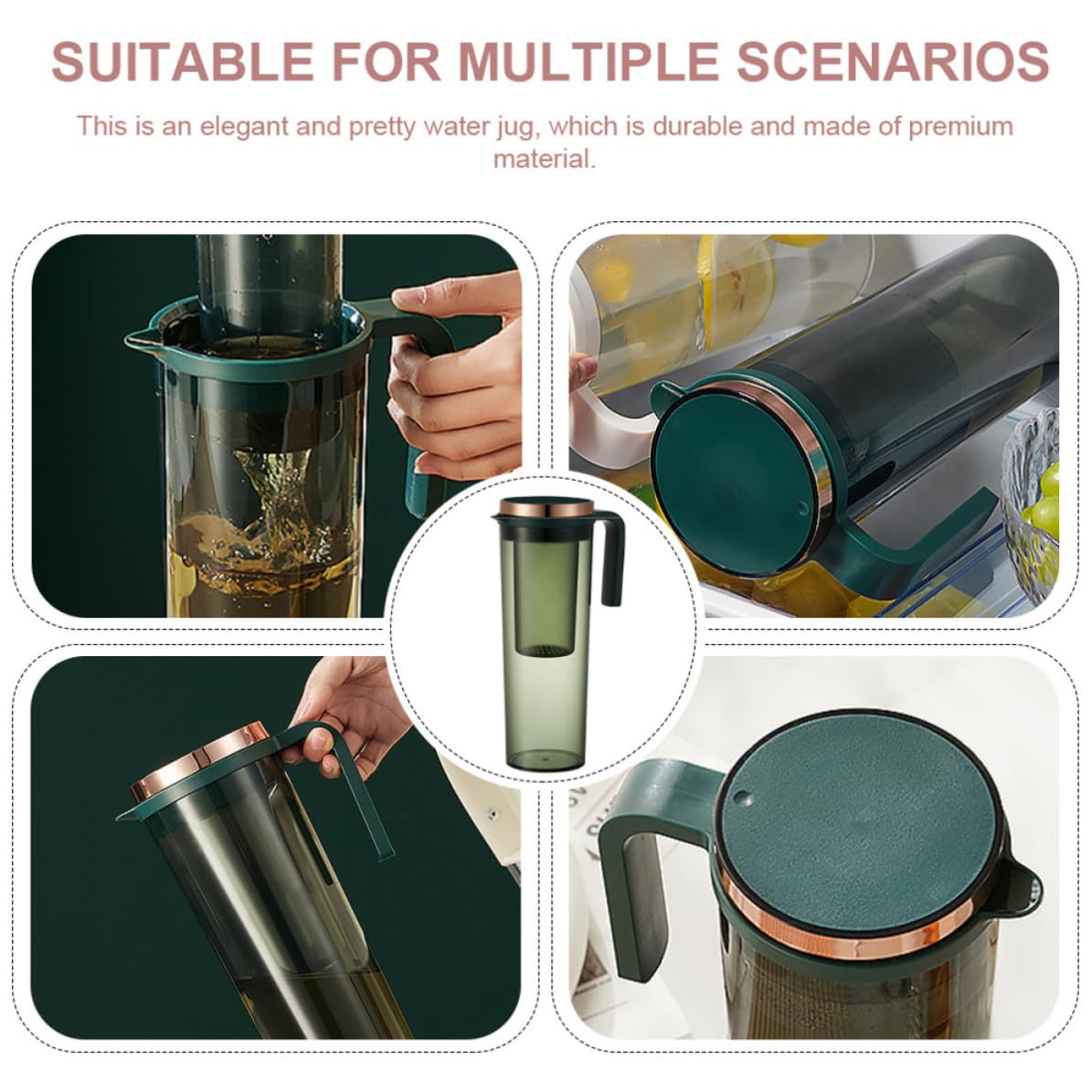 Jarra para Bebidas Fría de 1.2l Diseño Elegante y Resistente al Calor, Práctica para Servir Agua y Cerveza en Cenas y Otras Ocasiones