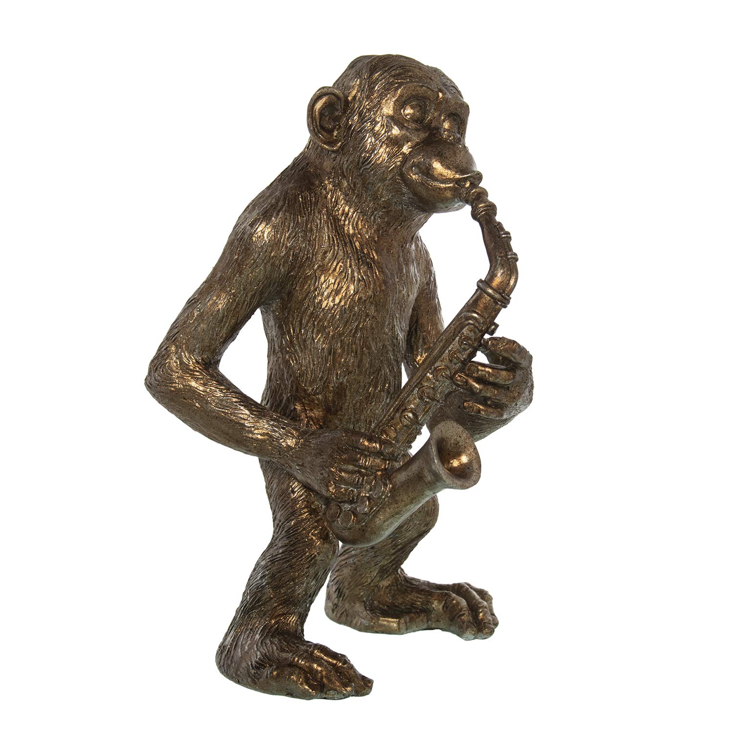 Figurine singe musicien saxophone pour décoration salon et bureau