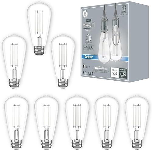 Miniatura 6 de GE Bombillas LED de estilo vintage, ST19 Edison estilo vela cálida de vidrio transparente, bombillas LED de bajo consumo y regulables, reemplazo de