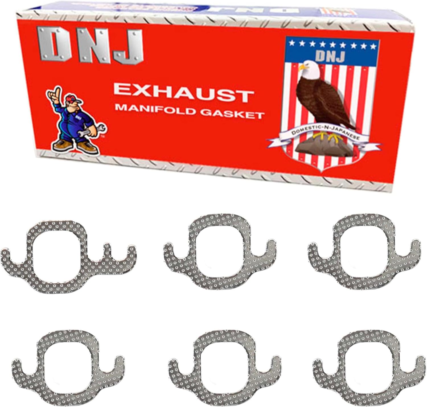DNJ EG3126 Exhaust Manifold Gasket Set for 1980-1996 Chevrolet, GMC, Oldsmobile, Pontiac Astro, Bravada, C1500 3.8L-4.3L V6 12V OHV 229cid