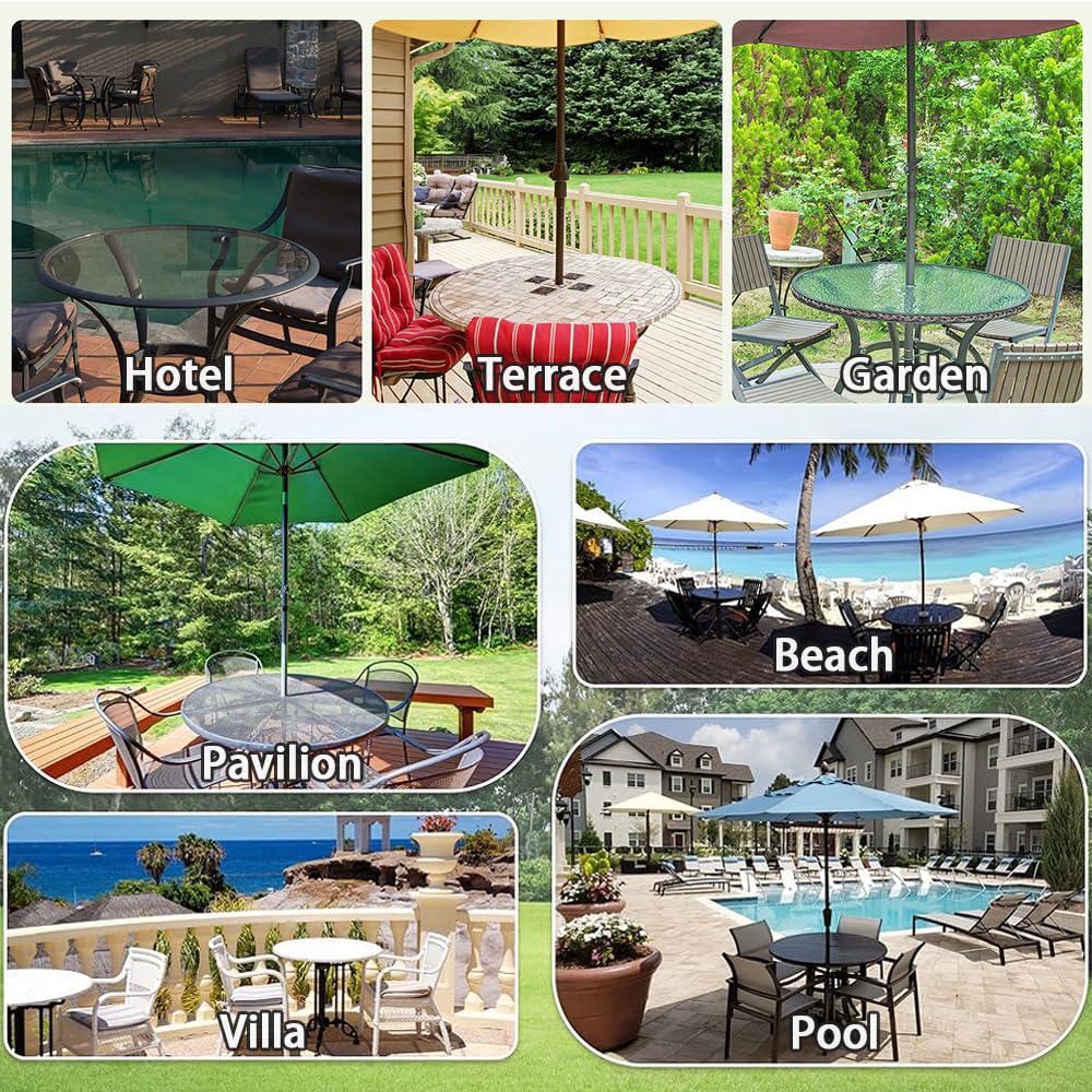 Chickwin Nappe Ronde Élastique Avec Trou De Parasol Et Fermeture Éclair, Nappe Extérieur Imperméable Anti Taches Pour Terrasse Jardin Fête Barbecues, Grain De Bois (Bois,M