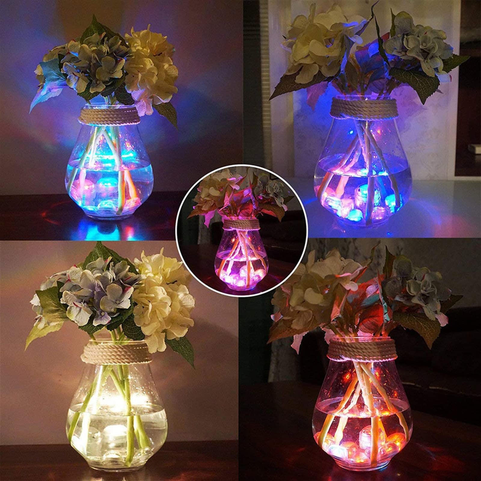 Luz subacuática Luces LED sumergibles, luz de té impermeable que cambia de color RGB con control remoto, noche submarina for acuario, florero, estanque, piscina, jardín, fiesta Luces de estanque ( Col