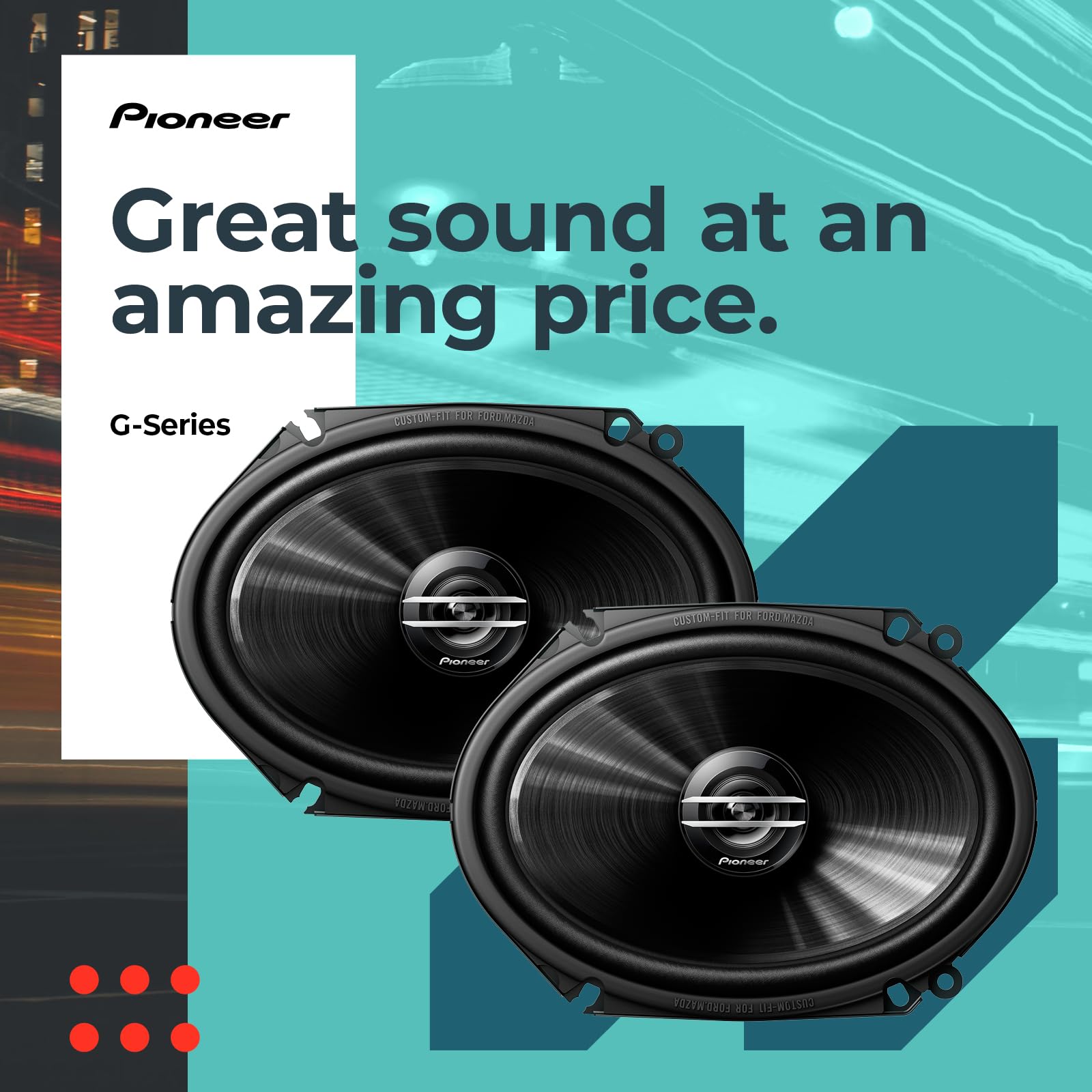 Pioneer TS-G6820S 6x8" 500W Car Speakers - 2-Way Coaxial, 40W RMS, G-Series | Great Audio Upgrade