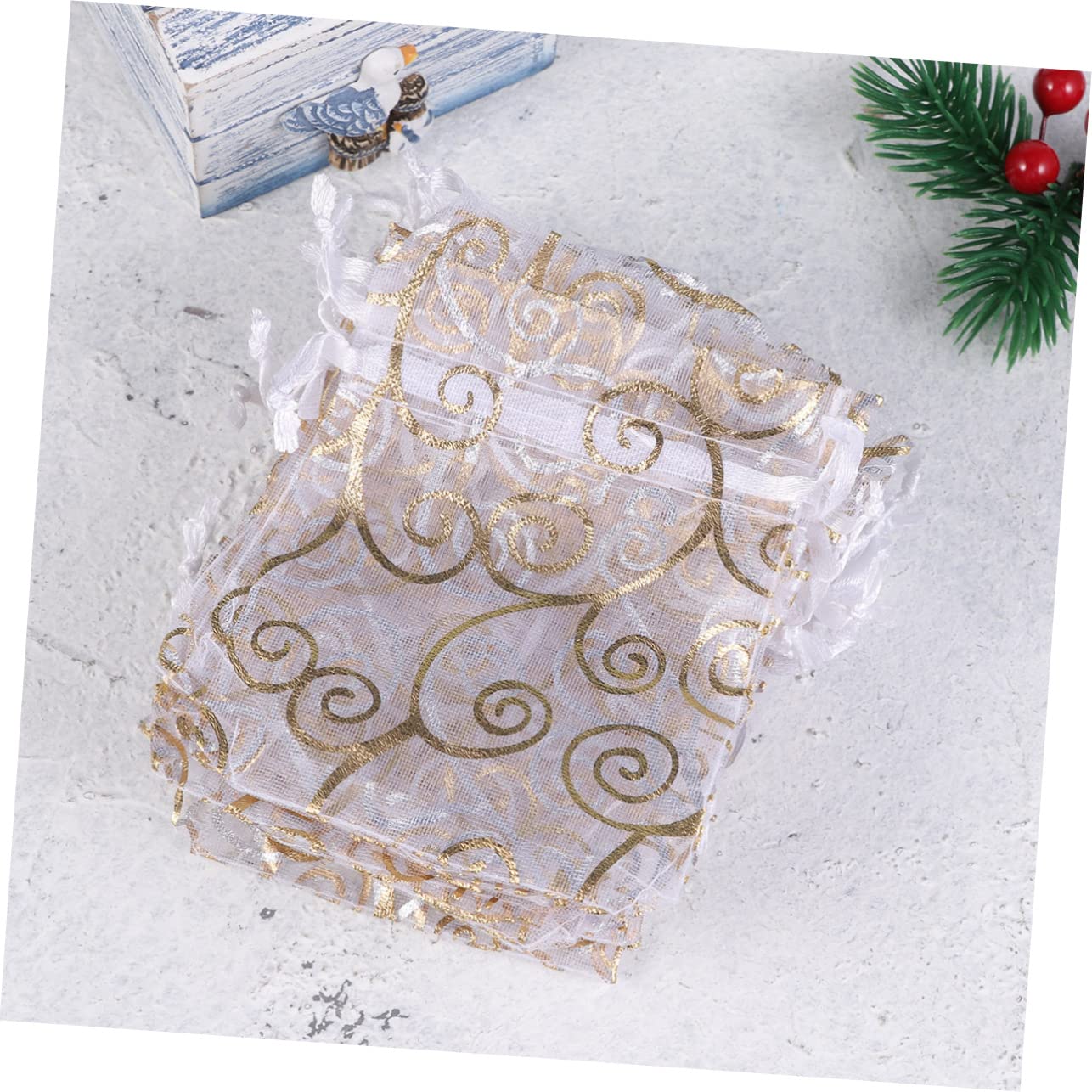Gatuida 3 Set Di Sacchetti Con Coulisse in Organza Bianca Per Gioielli Da Sposa Piccoli Sacchetti Da Viaggio 100 Pezzi*3