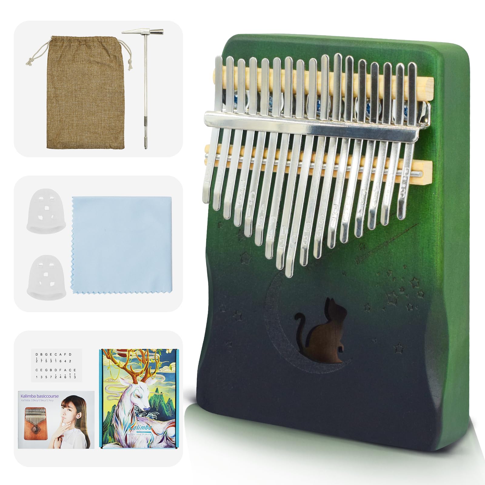 17 Key Kalimba Thumb Piano, Mbira Instrument,Musical Gift for Kids &amp; Adults